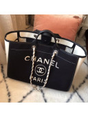 Chanel Deauville Wool Felt Large Shopping Bag A93786 White 2019