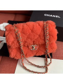 Chanel Shearling Lambskin Medium Flap Bag AS1063 Orange 2019