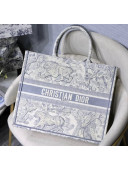 Dior Large Book Tote with Tiger Embroidery Grey 2020