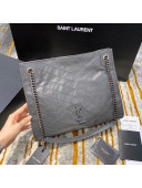 Saint Laurent Niki Medium Shopping Bag in Crinkled Vintage Leather 577999 Dark Grey 2019