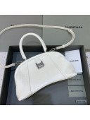 Balenciaga Editor Small Bag in Supple Crocodile Embossed Calfskin White/Silver 2022