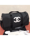 Chanel Fabric CC Carry-on Duffle Top Handle Bag Black/White 01 2019