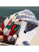 Gucci Strawberry Check Headband Blue 2019