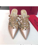 Valentino Rockstud Lambskin Heeled Mules 9.5cm Rose Gold 2021