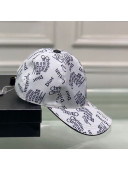 Dior Logo Allover Print Canvas Baseball Hat White 2021