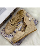 Dior Oblique Embroidered Cotton Lace-up Espadrille Wedges Beige 2020