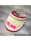 Celine Beige Straw Visor Hat Pink 2021