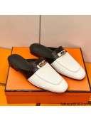 Hermes Oz Mule in Smooth Calfskin with Iconic Kelly Buckle White/Black 24 2022(Handmade)