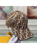 Fendi FF Jacquard Canvas Baseball Hat Brown 2021