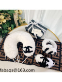 Chanel Rabbit Fur Eye Cover & Earmuff & U-Pillow White 2021 