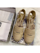 Dior Oblique Embroidered Cotton Lace-up Espadrille Beige 2020