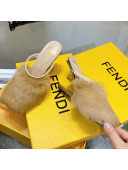 Fendi First Rabbit Fur F High Heel Sandals 8cm Camel Brown 2021