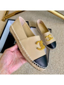 Chanel Leather Metal CC Espadrilles Beige 2020