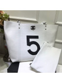 Chanel Crocodile Embossed Calfskin 5 Shopping Tote Bag White 2109