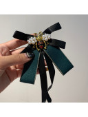 Gucci Bee Bow Brooch Black/Green 2020