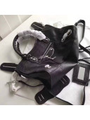 Balen...ga Clasic Silver Metallic Edge Goatskin City Bag 30cm Black