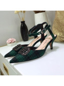 Dior Gang Charm Slingback Pump in Green Tartan Fabric 2019