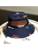 Loewe Paula Print Self Tie Bucket Hat Navy Blue 2021