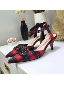 Dior Gang Charm Slingback Pump in Red Tartan Fabric 2019