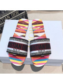 Dior Dway Flat Slide Sandals in Multicolor Patchwork Embroidered Cotton 2021 57