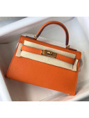 Hermes Mini Kelly II Handbag in Original Epsom Leather Orange (Gold Hardware)