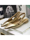 Dior J'Adior Slingback Ballerina Flat in Gold Metallic Leather 2021