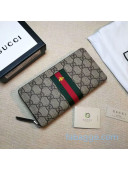 Gucci Web Bee GG Supreme Canvas Zip Wallet 408831 Beige 2020