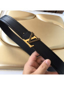 Louis Vuitton Lizard Embossed Calfskin Belt 3.8cm with LV Buckle Navy Blue/Gold 2021