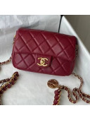 Chanel Medallion Strap Grained Calfskin Mini Flap Bag AS2482 Red 2021 TOP