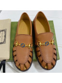 Gucci Calfskin Cut out Loafers Brown 2021