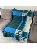 Hermes Striped Wool Blanket 135x170cm Blue/Green 2021