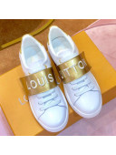 Louis Vuitton Frontrow Logo Strap Sneakers 1A4VSM White/Gold 2019