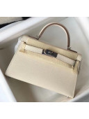 Hermes Mini Kelly II Handbag in Original Epsom Leather Off-White(Silver Hardware)