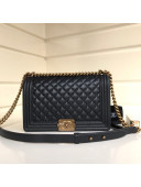 Chanel Boy Grained Calfskin Large Flap Bag 28cm Black/Aged Gold 2021