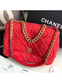 Chanel 19 Quilted Jersey Maxi Flap Bag AS1162 Red 2019