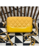 Chanel Gabrielle Clutch with Chain/Mini Bag in Grained Leather A94505 Yellow 2019