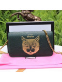 Gucci Garden Cat Print Calfskin Mini Bag 521552 Dark Green 2018