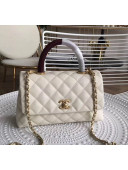 Chanel Grained Calfskin Flap Top Handle Bag White 2019