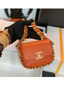 Chanel Calfskin Chain Charm Mini Flap Bag AS2833 Orange 2021 