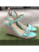 Gucci GG Lambskin Wedge Sandals Green/Silver 2021