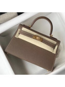 Hermes Mini Kelly II Handbag in Original Epsom Leather Etoupe(Gold Hardware)