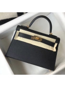 Hermes Mini Kelly II Handbag in Original Epsom Leather Black (Gold Hardware)