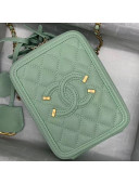 Chanel Grained Calfskin Long Vanity Case Top Handle Bag AS0988 Green 2019