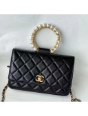 Chanel Lambskin Wallet on Chain WOC with Pearl Handle AP2272 Black 2021