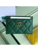 Chanel Quilted Lambskin Chain CC Card Holder AP0731 Green 2019