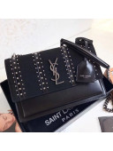 Saint Laurent Sunset Medium Shoulder Bag in Studded Suede and Leather Black 442906 2019