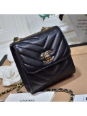 Chanel Chevron Lambskin Clutch with Chain A81633 Black 2019