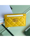 Chanel Quilted Lambskin Chain CC Card Holder AP0731 Yellow 2019