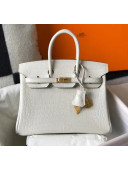 Hermes Birkin 25cm in Crocodile Embossed Calfskin White 2020（Half-Handmade）