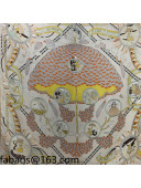 Hermes Magic Umbrella Cashmere Silk Scarf 140x140cm Beige 2021 